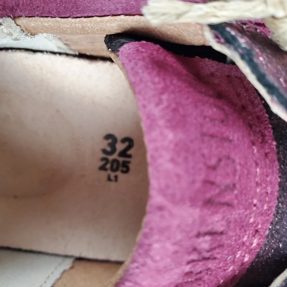 Birkenstock Kids Davao‎ Shoes Sz 1 EU 32 Mixed Leather Sneakers Plum
